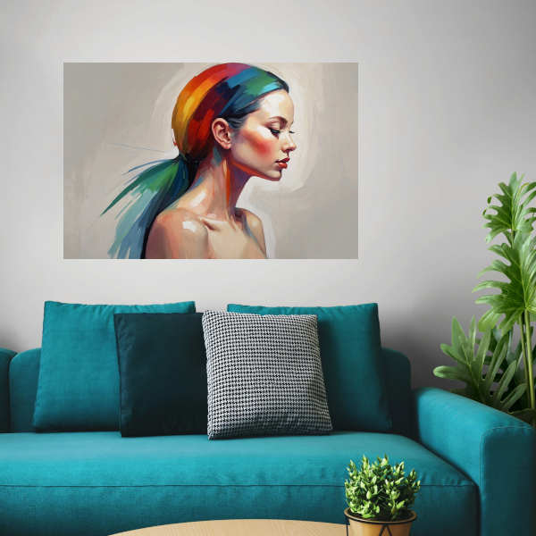 Kleurrijke harmonie in modern portret poster