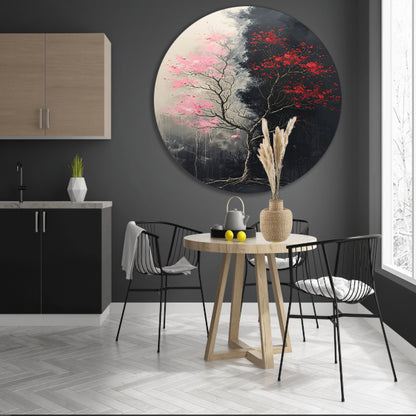 Abstract  van boom met roze en rode bladeren forex muurcirkel