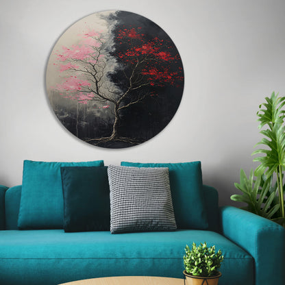 Abstract  van boom met roze en rode bladeren forex muurcirkel