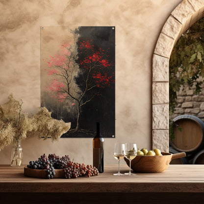 Abstract  van boom met roze en rode bladeren tuinposter