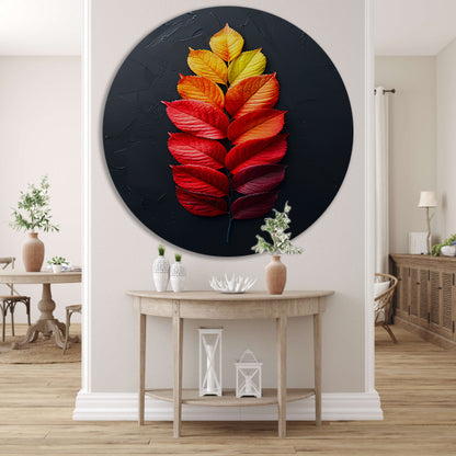 Kleurrijk Herfstbladeren op Donkere Achtergrond forex muurcirkel