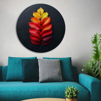 Kleurrijk Herfstbladeren op Donkere Achtergrond forex muurcirkel