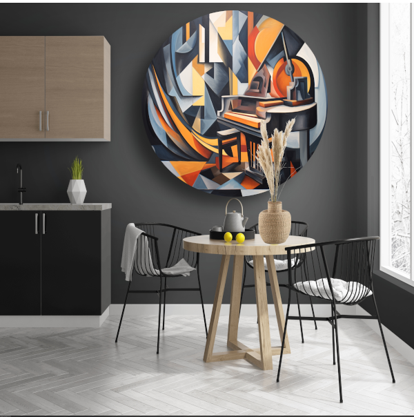 Piano in minimalistische stijl aluminium muurcirkel