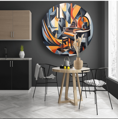 Piano in minimalistische stijl aluminium muurcirkel