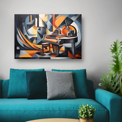 Piano in minimalistische stijl canvas met baklijst