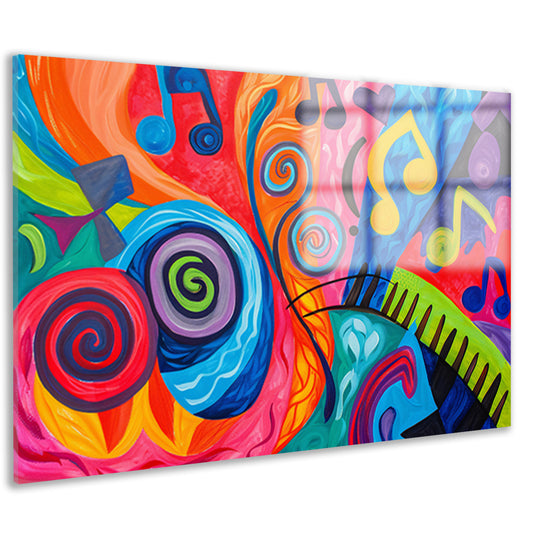 Kleurrijke abstracte kunst met muzieknoten acrylglas