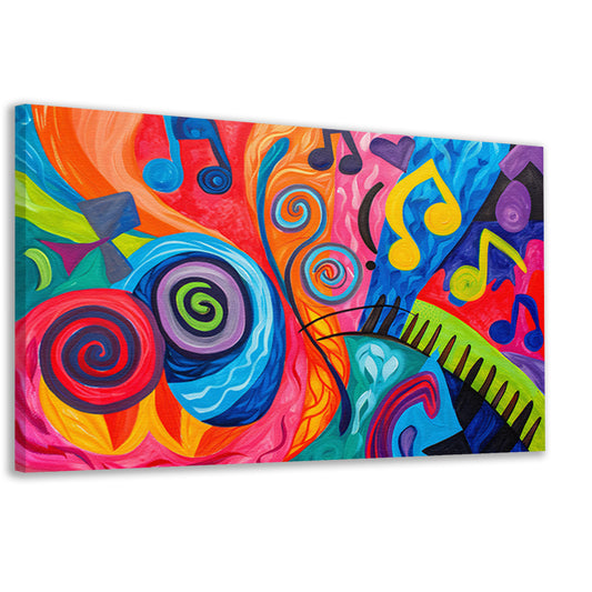 Kleurrijke abstracte kunst met muzieknoten canvas