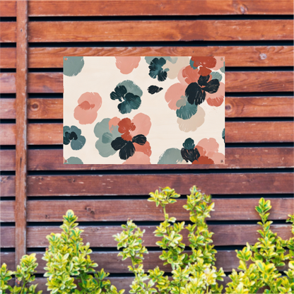 Abstracte bloemenprint in rustieke kleuren tuinposter