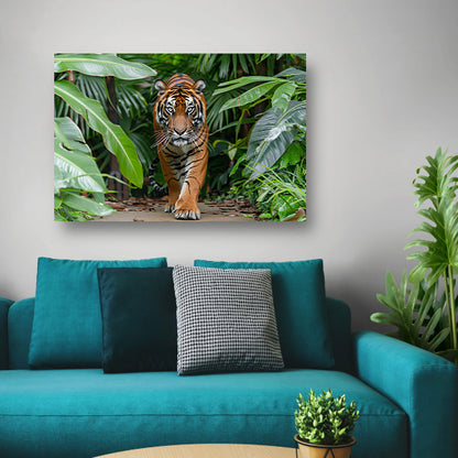 Realistisch schilderij van tijger in jungle acrylglas