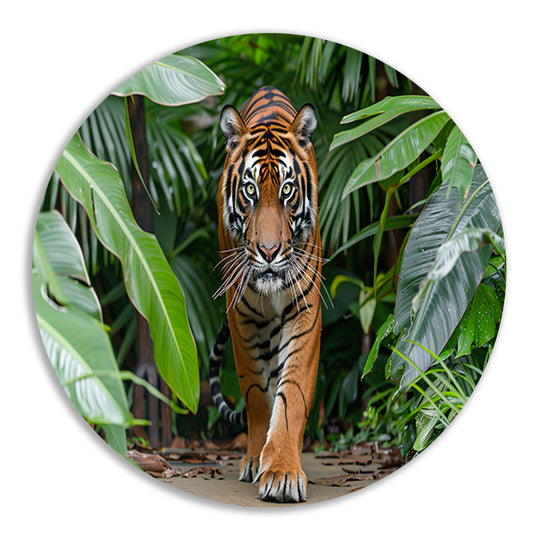 Realistisch schilderij van tijger in jungle forex muurcirkel