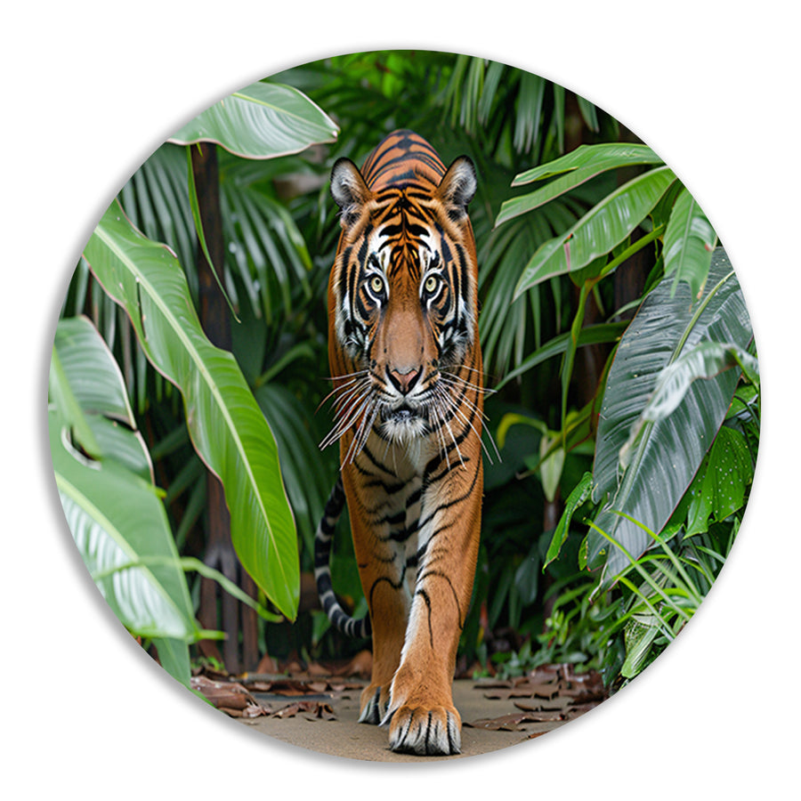 Realistisch schilderij van tijger in jungle forex muurcirkel