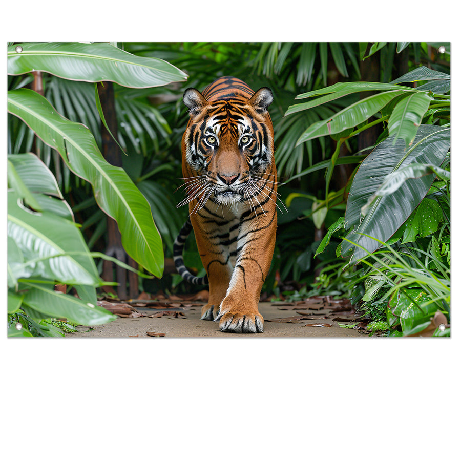 Realistisch schilderij van tijger in jungle tuinposter