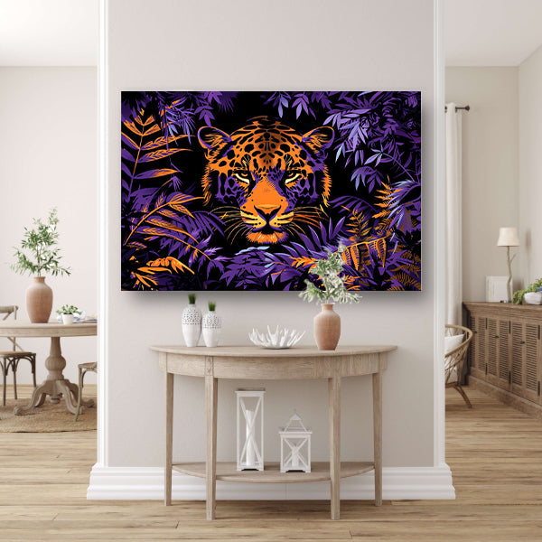 Popart schilderij van een kleurrijke jaguar acrylglas