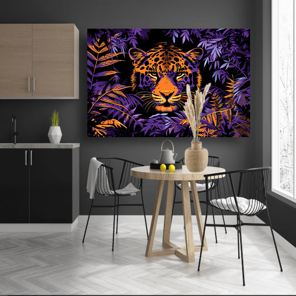 Popart schilderij van een kleurrijke jaguar acrylglas