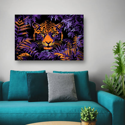 Popart schilderij van een kleurrijke jaguar acrylglas