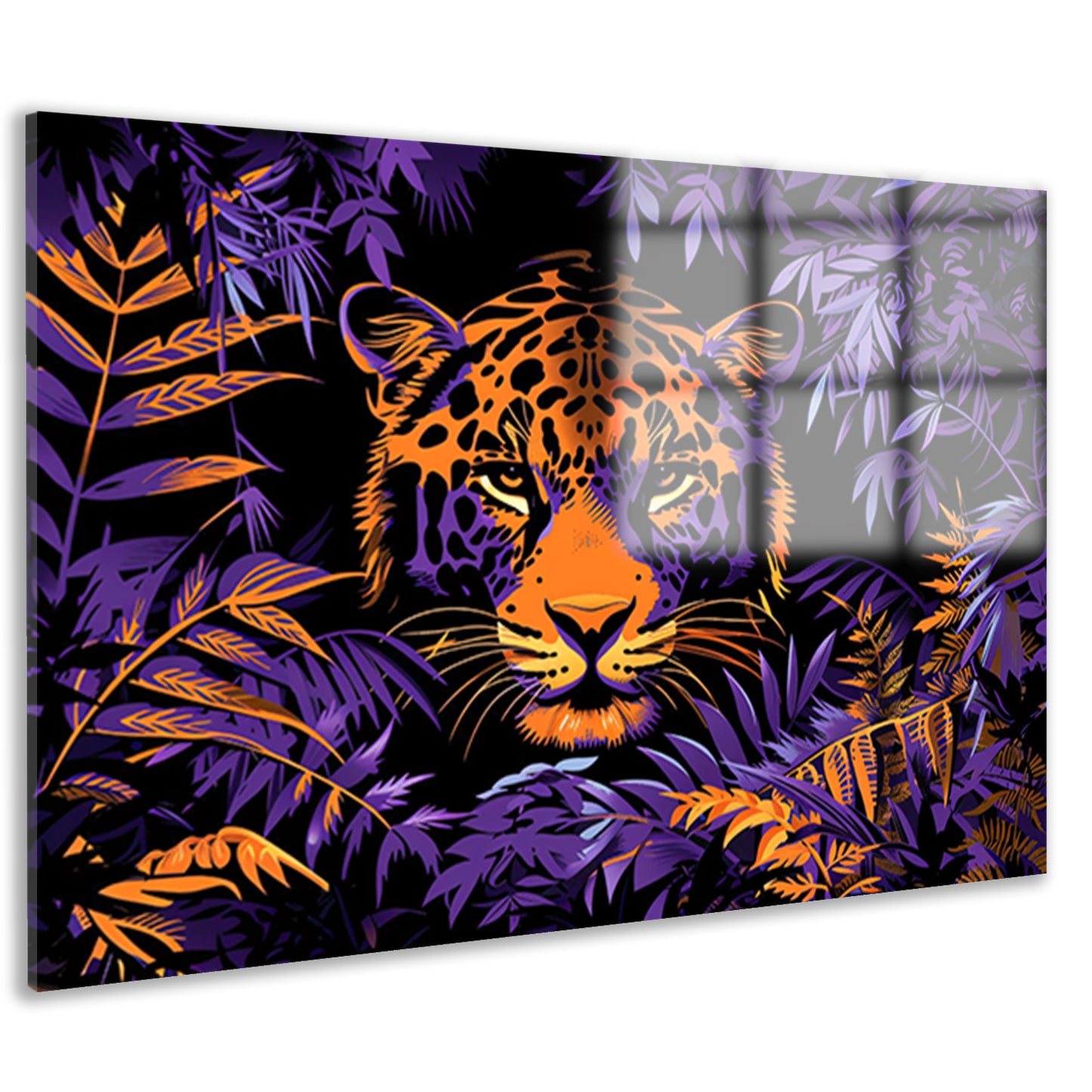 Popart schilderij van een kleurrijke jaguar acrylglas