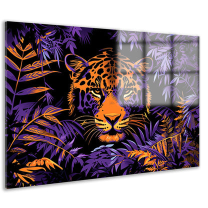 Popart schilderij van een kleurrijke jaguar acrylglas