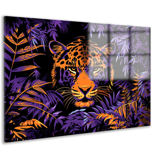 Popart schilderij van een kleurrijke jaguar acrylglas