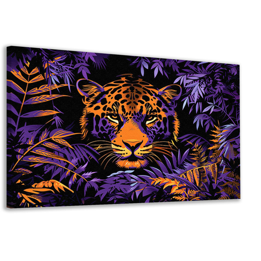 Popart schilderij van een kleurrijke jaguar canvas