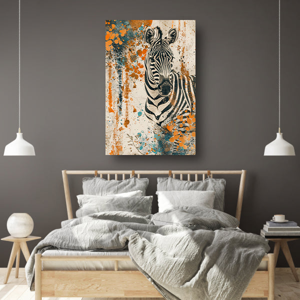 Abstract schilderij van zebra met kleurrijke bloemen acrylglas