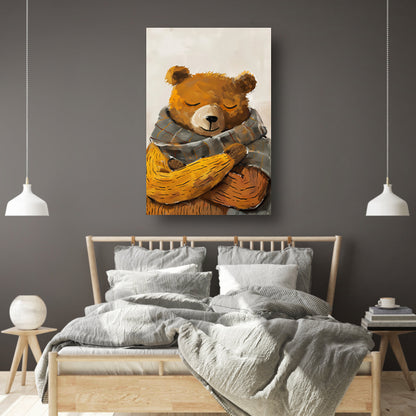Illustratie van beer in trui en sjaal canvas