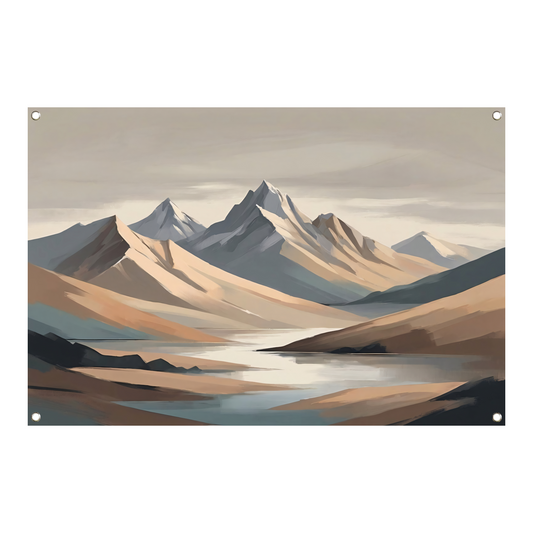 Stille Reflecties van Minimalistische Bergtoppen tuinposter