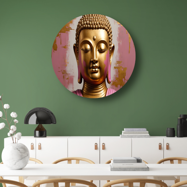 Moderne Gouden Boeddha met Roze Achtergrond forex muurcirkel