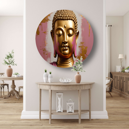 Moderne Gouden Boeddha met Roze Achtergrond forex muurcirkel