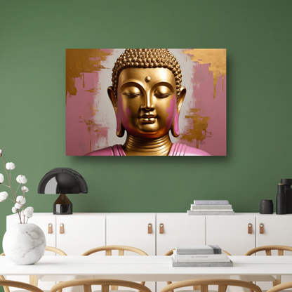 Moderne Gouden Boeddha met Roze Achtergrond acrylglas