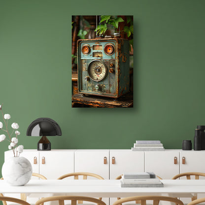 Retro Radio in Vergane Glorie met Plant poster