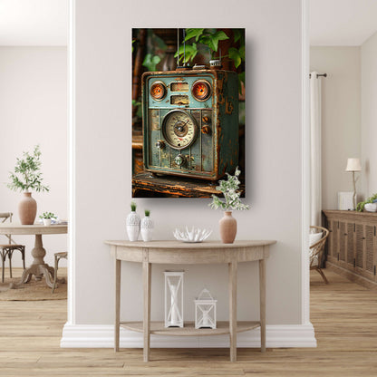 Retro Radio in Vergane Glorie met Plant poster