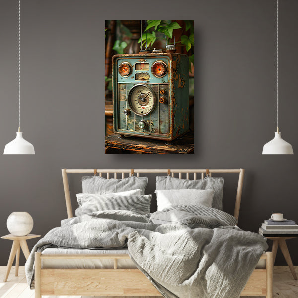 Retro Radio in Vergane Glorie met Plant poster