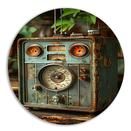 Retro Radio in Vergane Glorie met Plant forex muurcirkel