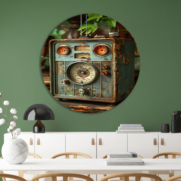 Retro Radio in Vergane Glorie met Plant forex muurcirkel