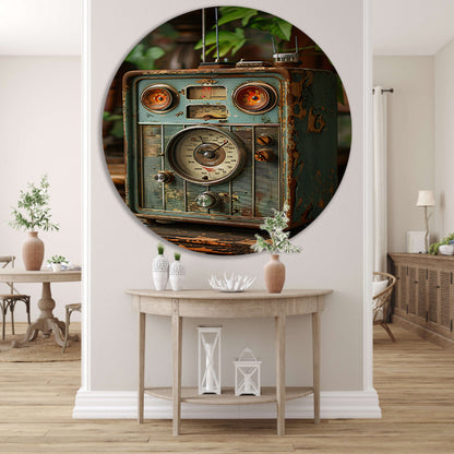 Retro Radio in Vergane Glorie met Plant forex muurcirkel