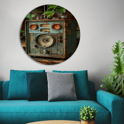 Retro Radio in Vergane Glorie met Plant forex muurcirkel