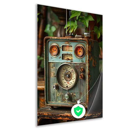 Retro Radio in Vergane Glorie met Plant poster