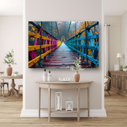 Impressionistische brug in boslandschap canvas met baklijst
