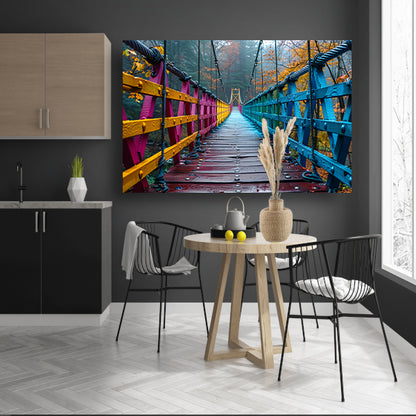Impressionistische brug in boslandschap canvas met baklijst