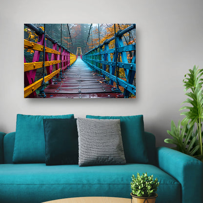 Impressionistische brug in boslandschap canvas met baklijst