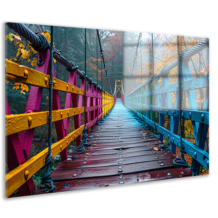 Impressionistische brug in boslandschap acrylglas