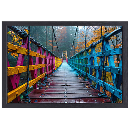 Impressionistische brug in boslandschap canvas met baklijst