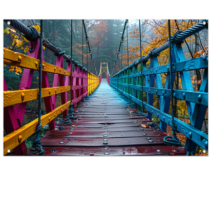 Impressionistische brug in boslandschap tuinposter