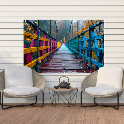 Impressionistische brug in boslandschap tuinposter