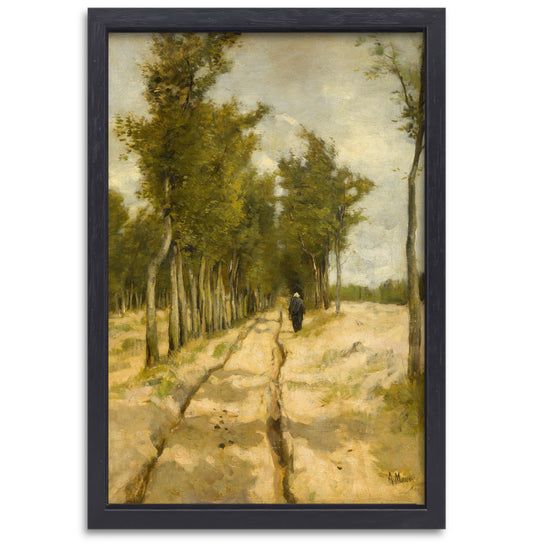 De Torenlaan te Laren - Anton Mauve canvas met baklijst