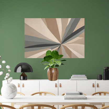 Abstracte Symmetrie in Monochromatische Harmonie canvas met baklijst