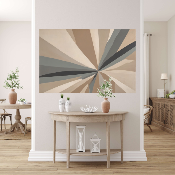 Abstracte Symmetrie in Monochromatische Harmonie canvas met baklijst