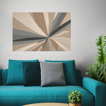 Abstracte Symmetrie in Monochromatische Harmonie canvas met baklijst