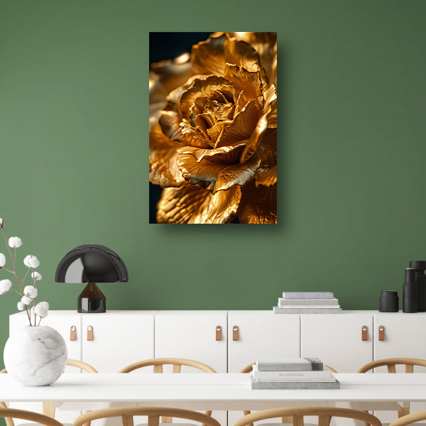 Gouden roos met delicaat licht en schaduwspel poster