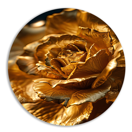 Gouden roos met delicaat licht en schaduwspel forex muurcirkel